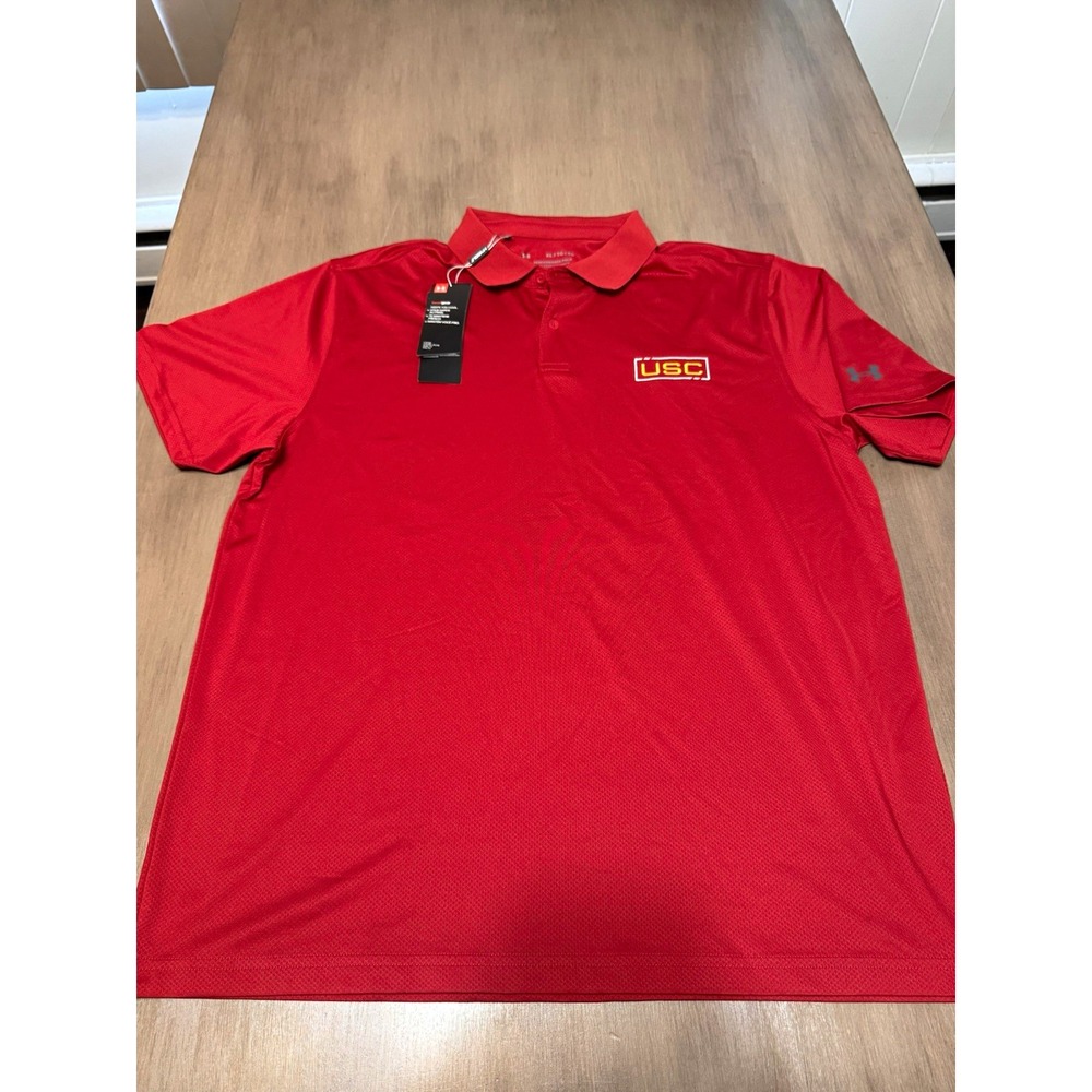 Under Armour USC Trojans Polo Mens XL Red HeatGear Performance NWT NCAA
